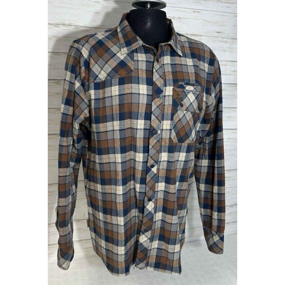 MINTY! Hippy Tree Nomad Division Shirt Mens XL SNAP Button Flannel Long Sleeve